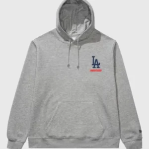 Undefeated x NE x Dodgers Stacked Logo Hoodie Grey