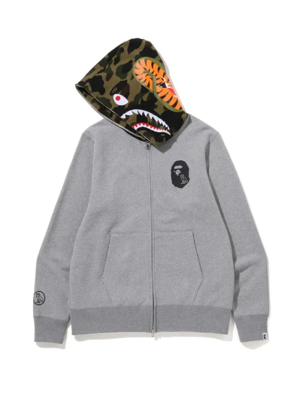 BAPE x OVO Shark Full Zip Hoodie Grey