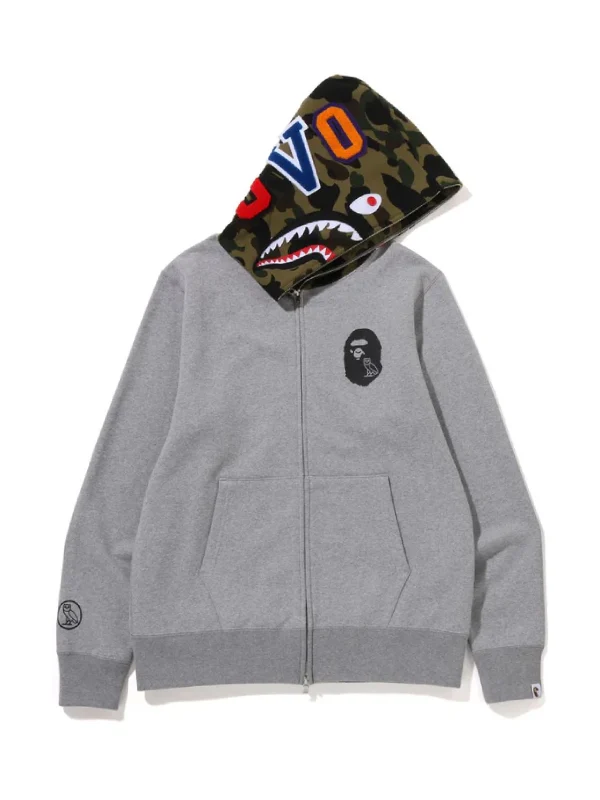 BAPE x OVO Shark Grey Zip-Up Hoodie