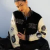 Baby Phat Brown & Black & White Varsity Jacket
