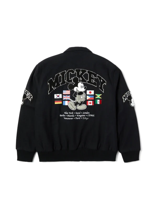 Disney x HUF Mickey Worldwide Tour Black Varsity Jacket