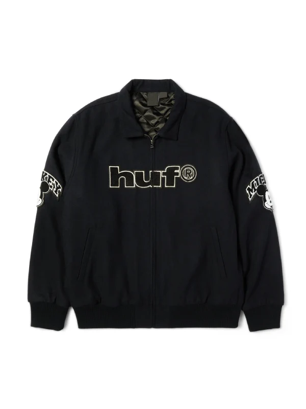 Disney x HUF Mickey Worldwide Tour Varsity Jacket Black