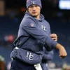 Drake Maye New England Patriots 2025 Rivalries Collection Sideline Nike Pullover Hoodie – Storm Blue
