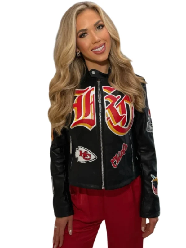 Gracie Hunt Chiefs Leather Jacket Black
