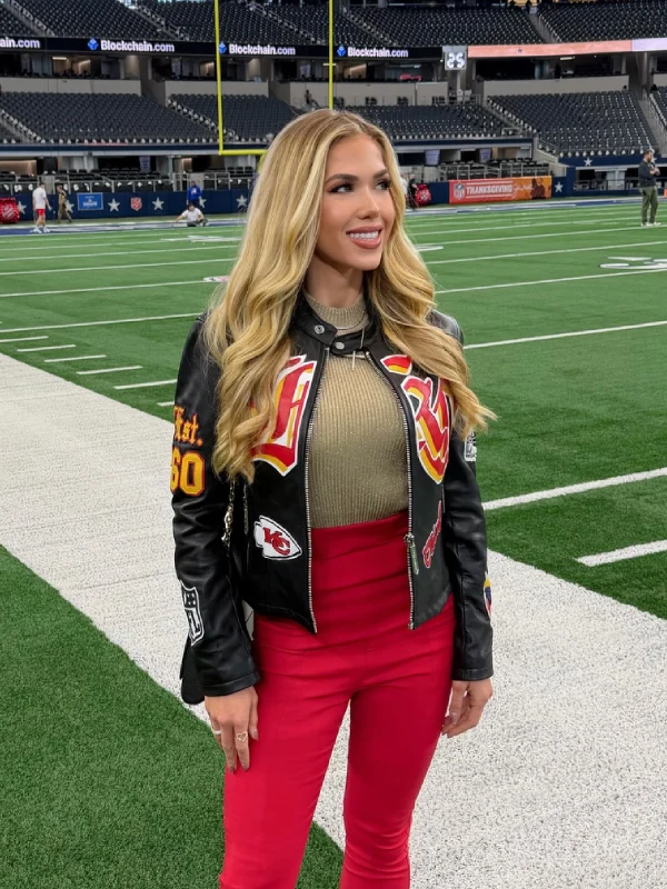 Gracie Hunt Kansas City Chiefs Jeff Hamilton Black Leather Jacket