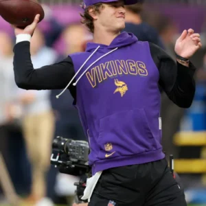 J.J. McCarthy Vikings Nike 2025 Sideline Sleeveless Hoodie