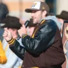 Josh Allen Wyoming Retirement Ceremony Brown Varsity Jacket