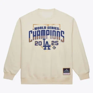 LA Dodgers 2025 World Series Champions Sweatshirt Cream