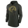 Men's Los Angeles Rams Nike Forest Green 2025 Salute to Service Sideline Dri-FIT Lightweight Hooded Pullover