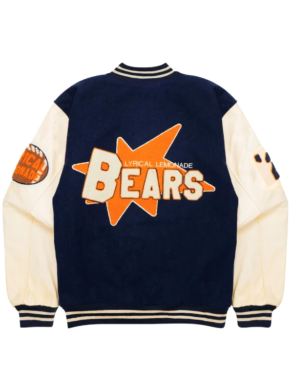 Men's Lyrical Lemonade x Chicago Bears Navy Full-Snap Letterman Varsity Jacket