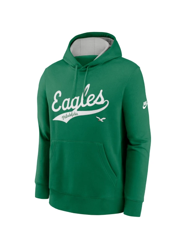Men's Philadelphia Eagles Nike Kelly Green Rewind Club Logo Pullover Hoodie