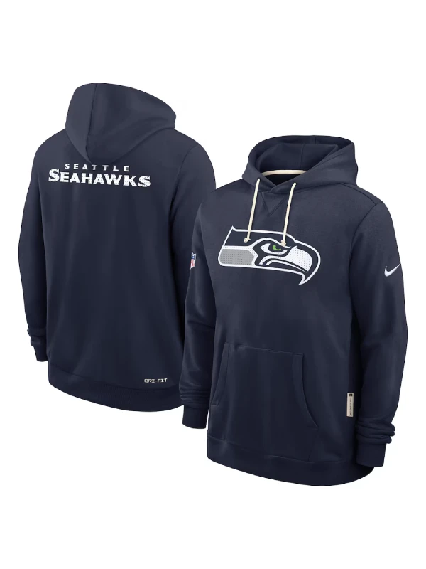 Men's Seattle Seahawks Nike College Navy Sideline Standard Issue Initial Home Dri-FIT Hoodie