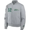 Men's Seattle Seahawks Nike Gray 2025 Rivalries Collection Full-Snap Varsity Jacket