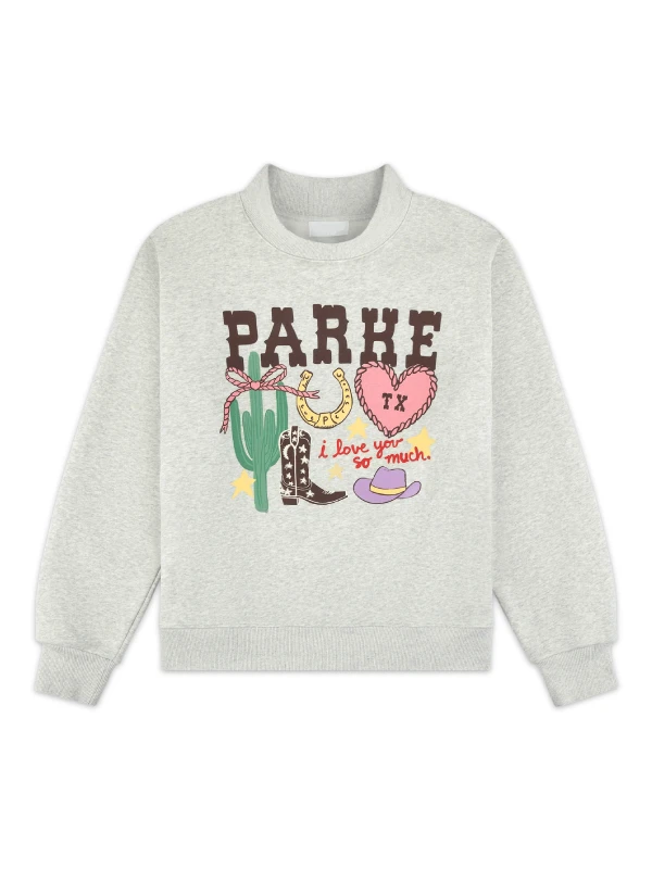 Parke Texas Graphic Mockneck Sweatshirt Grey