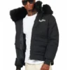 Rockstar Langston Black Puffer Jacket With Fur Hood