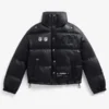 San Francisco 49ers Off Season Faux Leather Puffer Jacket Black