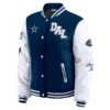 Women's Dallas Cowboys WEAR by Erin Andrews Navy Varsity Full-Snap Puffer Jacket