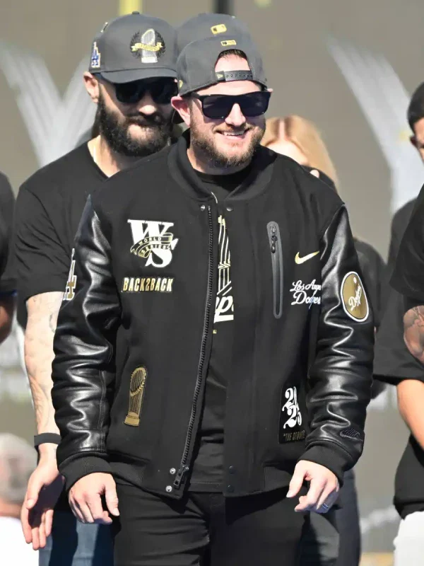 Nike Dodgers World Series Letterman Jacket Black