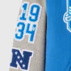 2025 Detroit Lions OVO Wool Varsity Jacket in Blue & Grey