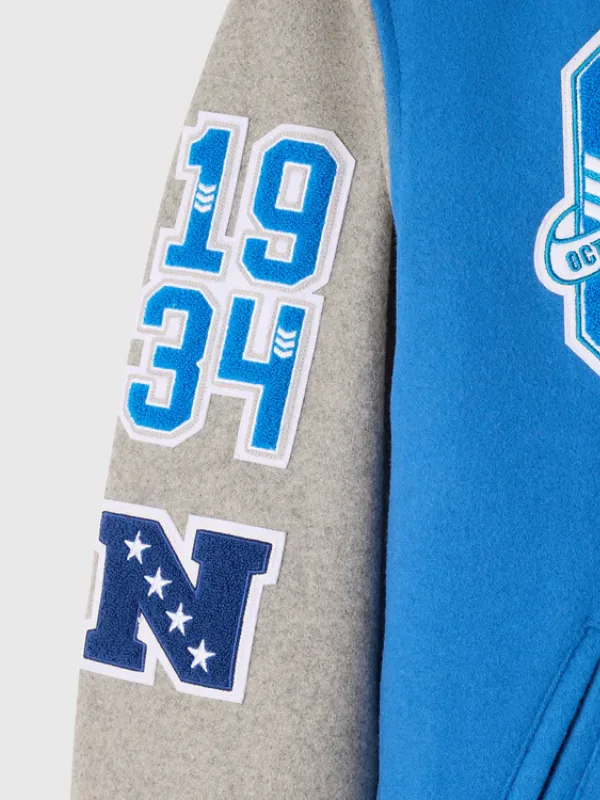 2025 Detroit Lions OVO Wool Varsity Jacket in Blue & Grey