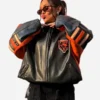 Alannah Davidson Chicago Bears Leather Jacket Black