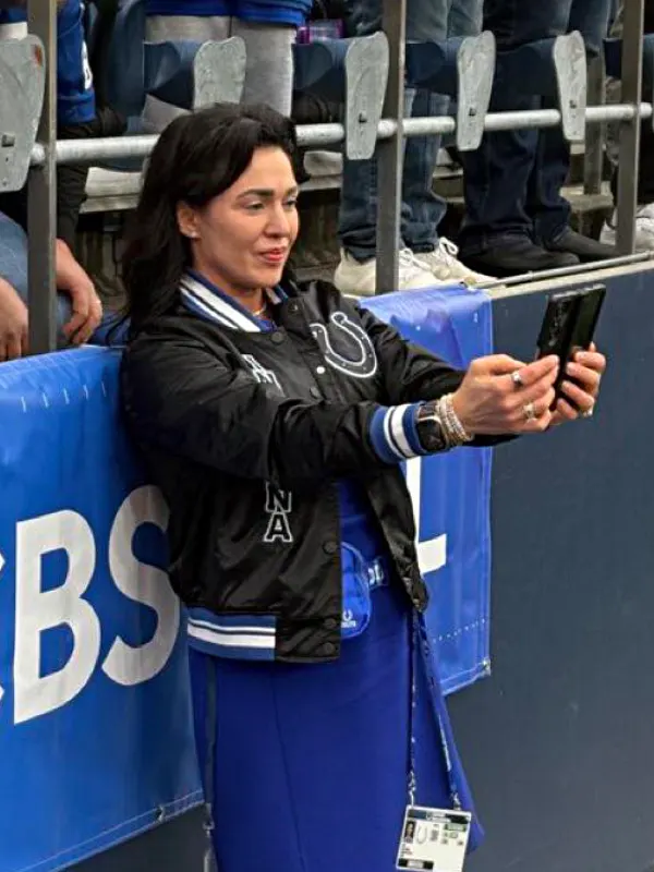 Carlie Irsay-Gordon Colts Black Satin Bomber Jacket