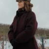Champagne Problems Minka Kelly Maroon Wool Coat