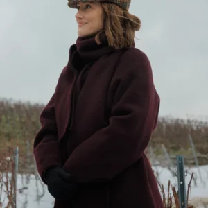 Champagne Problems Minka Kelly Maroon Wool Coat