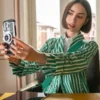 Emily in Paris Lily Collins Green Striped Jacket