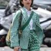 Emily in Paris S05 Lily Collins Striped Jacket Green