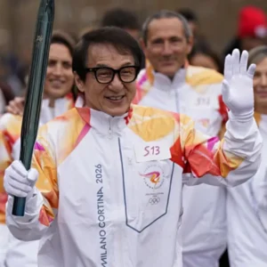 Jackie Chan 2026 Winter Olympics Flame Jacket White