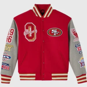 OVO 2025 San Francisco 49ers Varsity Jacket Red