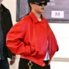 Rihanna Red Leather Jacket