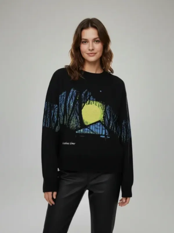 Taylor Swift Folklore Album Cabin Black Sweater