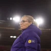 Women’s International Friendly Match Sarina Wiegman Purple Puffer Jacket
