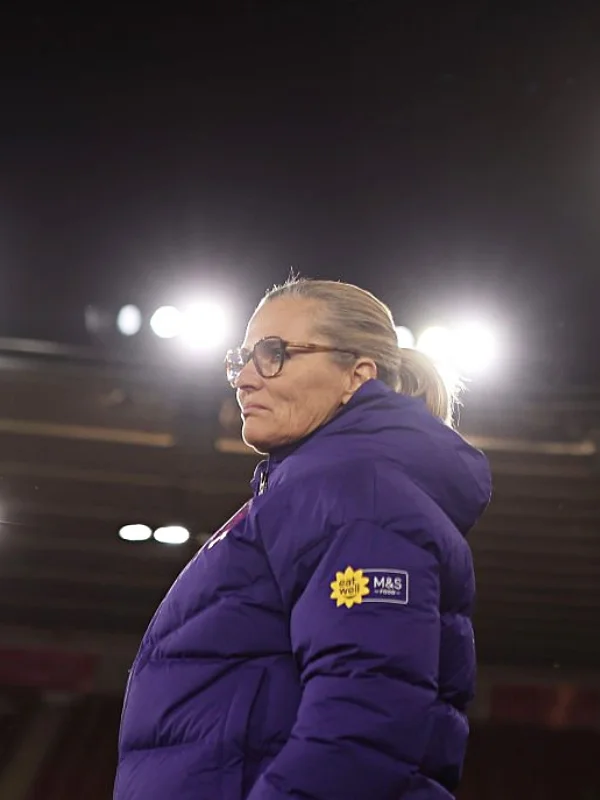 Women’s International Friendly Match Sarina Wiegman Purple Puffer Jacket