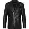 Zayn Malik Eyes Closed Asymmetrical Zip Leather Jacket
