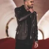 Zayn Malik Eyes Closed Black Leather Moto Blazer Jacket