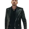 Zayn Malik Eyes Closed Leather Jacket Black