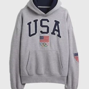 Gap Team USA Heavyweight Oversized Hoodie Grey