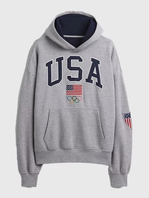 Gap Team USA Heavyweight Oversized Hoodie Grey