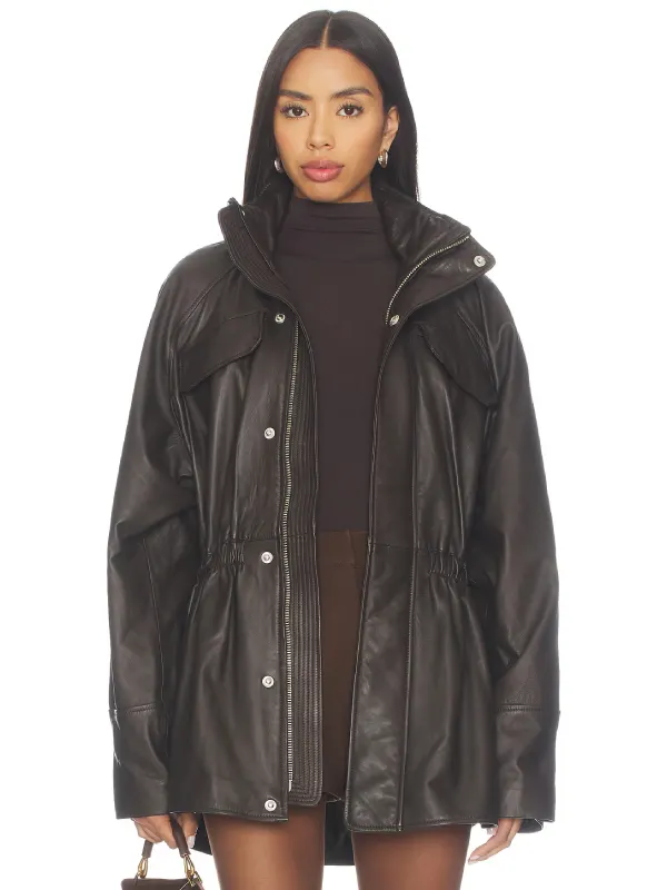 Mendoza Oversized Brown Leather Jacket