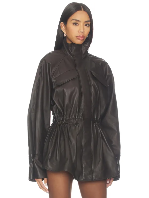 Oversized Mendoza Brown Leather Jacket