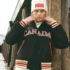 SCA x Hockey Canada Leaf & Legacy Black Wool Varsity Bomber Jacket – 2026