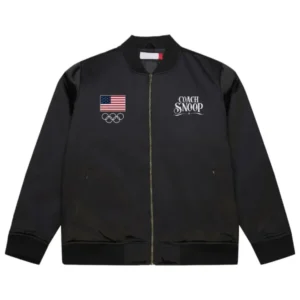 Team USA Coach Snoop Satin Bomber Jacket Black