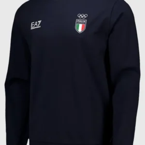 Winter Olympics 2026 Team Italy EA7 Emporio Armani Crew Sweatshirt Navy