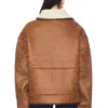Womens Brown Oversized Shearling Leather Jacket