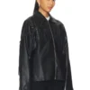 Womens Oversized Black Fringe Leather Jacket