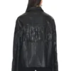 Womens Oversized Fringe Black Leather Jacket