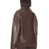 Womens Oversized Moto Brown Leather Jacket